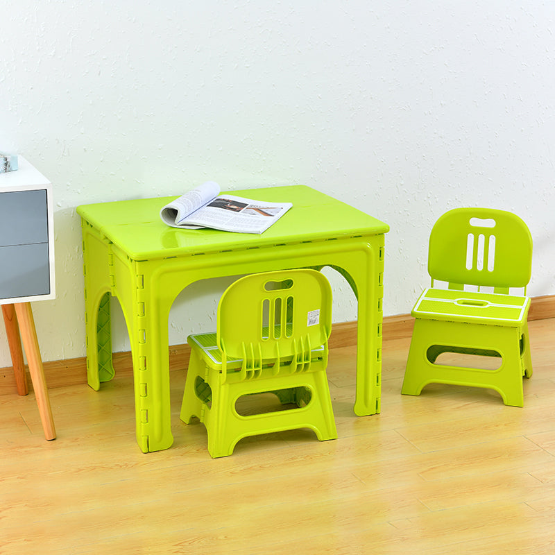 Modern Minimalist PP Hollow Rectangular Kids Dining Table & Chair Set With Foldable Design For Dining Room Or Living Room