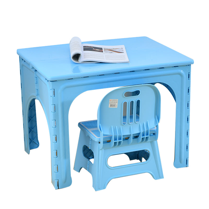 Modern Minimalist PP Hollow Rectangular Kids Dining Table & Chair Set With Foldable Design For Dining Room Or Living Room