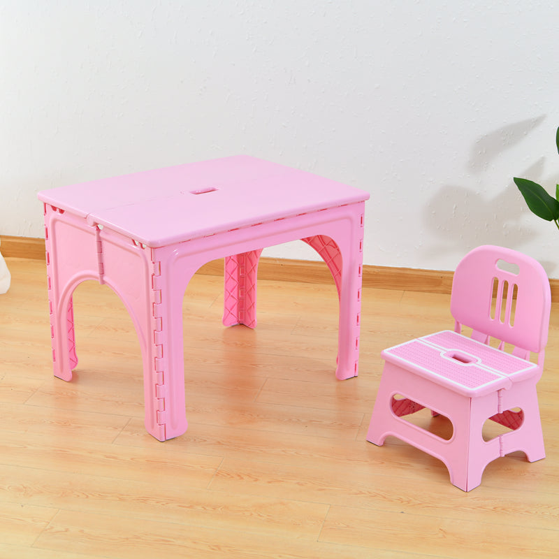 Modern Minimalist PP Hollow Rectangular Kids Dining Table & Chair Set With Foldable Design For Dining Room Or Living Room