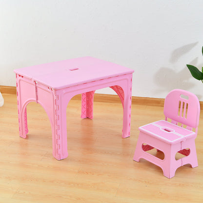 Modern Minimalist PP Hollow Rectangular Kids Dining Table & Chair Set With Foldable Design For Dining Room Or Living Room