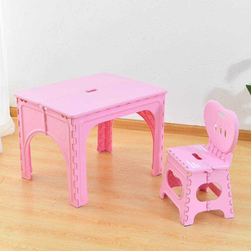 Modern Minimalist PP Hollow Rectangular Kids Dining Table & Chair Set With Foldable Design For Dining Room Or Living Room