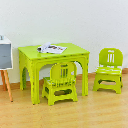 Modern Minimalist PP Hollow Rectangular Kids Dining Table & Chair Set With Foldable Design For Dining Room Or Living Room