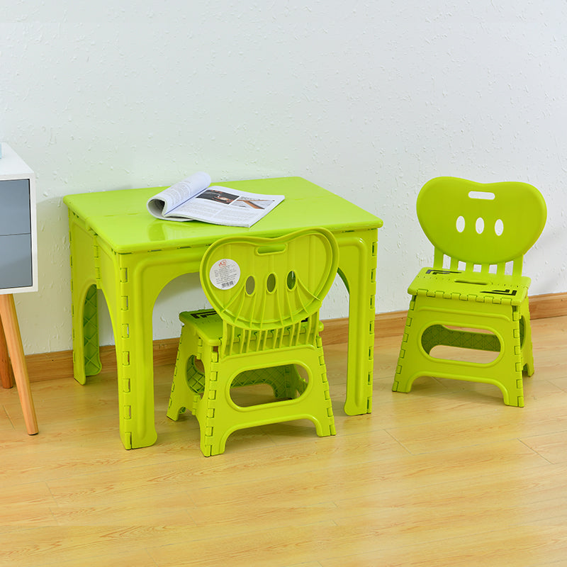 Modern Minimalist PP Hollow Rectangular Kids Dining Table & Chair Set With Foldable Design For Dining Room Or Living Room