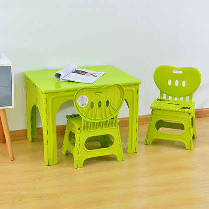 Modern Minimalist PP Hollow Rectangular Kids Dining Table & Chair Set With Foldable Design For Dining Room Or Living Room