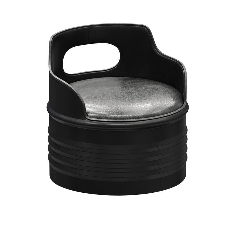 Contemporary Industrial Drum Round Iron Leather Sponge Coffee Table & Chair Set For Dining Room