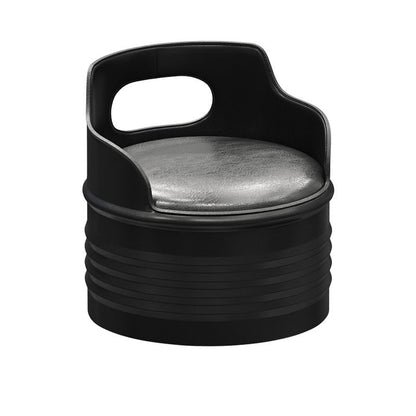 Contemporary Industrial Drum Round Iron Leather Sponge Coffee Table & Chair Set For Dining Room