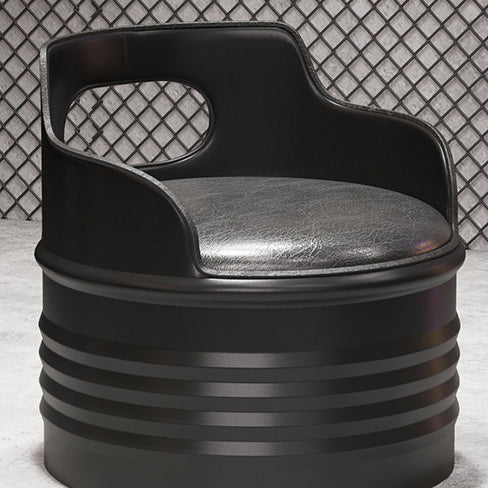 Contemporary Industrial Drum Round Iron Leather Sponge Coffee Table & Chair Set For Dining Room