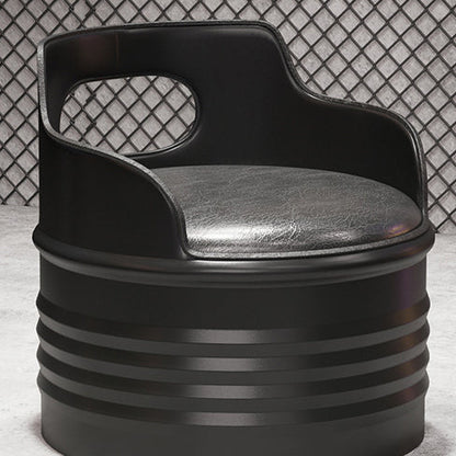 Contemporary Industrial Drum Round Iron Leather Sponge Coffee Table & Chair Set For Dining Room