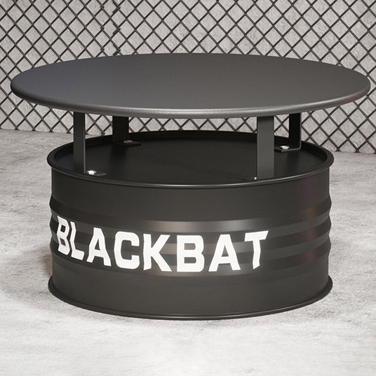 Contemporary Industrial Drum Round Iron Leather Sponge Coffee Table & Chair Set For Dining Room