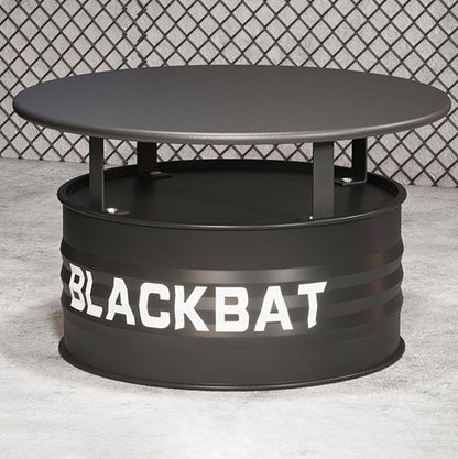 Contemporary Industrial Drum Round Iron Leather Sponge Coffee Table & Chair Set For Dining Room