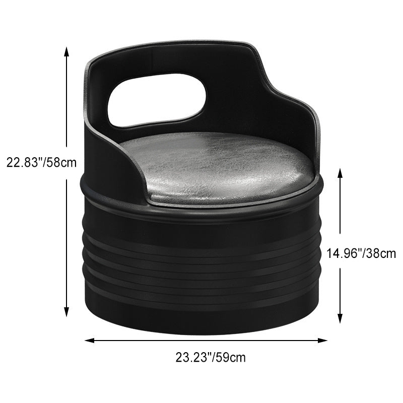 Contemporary Industrial Drum Round Iron Leather Sponge Coffee Table & Chair Set For Dining Room