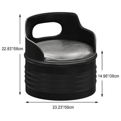 Contemporary Industrial Drum Round Iron Leather Sponge Coffee Table & Chair Set For Dining Room