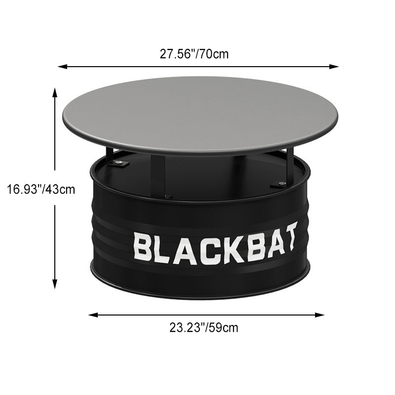 Contemporary Industrial Drum Round Iron Leather Sponge Coffee Table & Chair Set For Dining Room