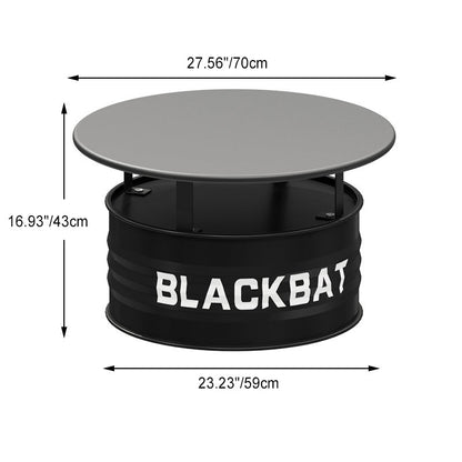 Contemporary Industrial Drum Round Iron Leather Sponge Coffee Table & Chair Set For Dining Room