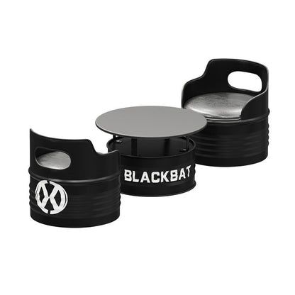 Contemporary Industrial Drum Round Iron Leather Sponge Coffee Table & Chair Set For Dining Room