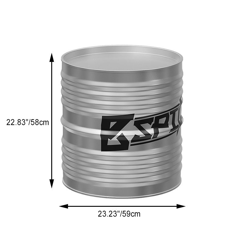 Contemporary Industrial Iron Pine Wood Leather Oil Drum Round Rectangular Coffee Table & Sofa Set For Dining Room