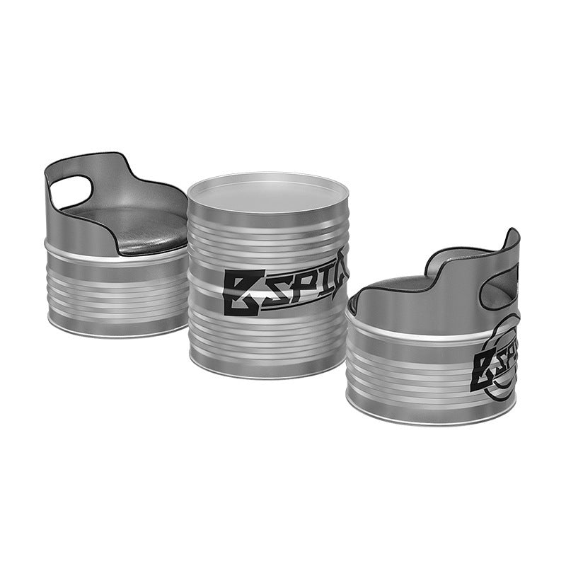 Contemporary Industrial Iron Pine Wood Leather Oil Drum Round Rectangular Coffee Table & Sofa Set For Dining Room