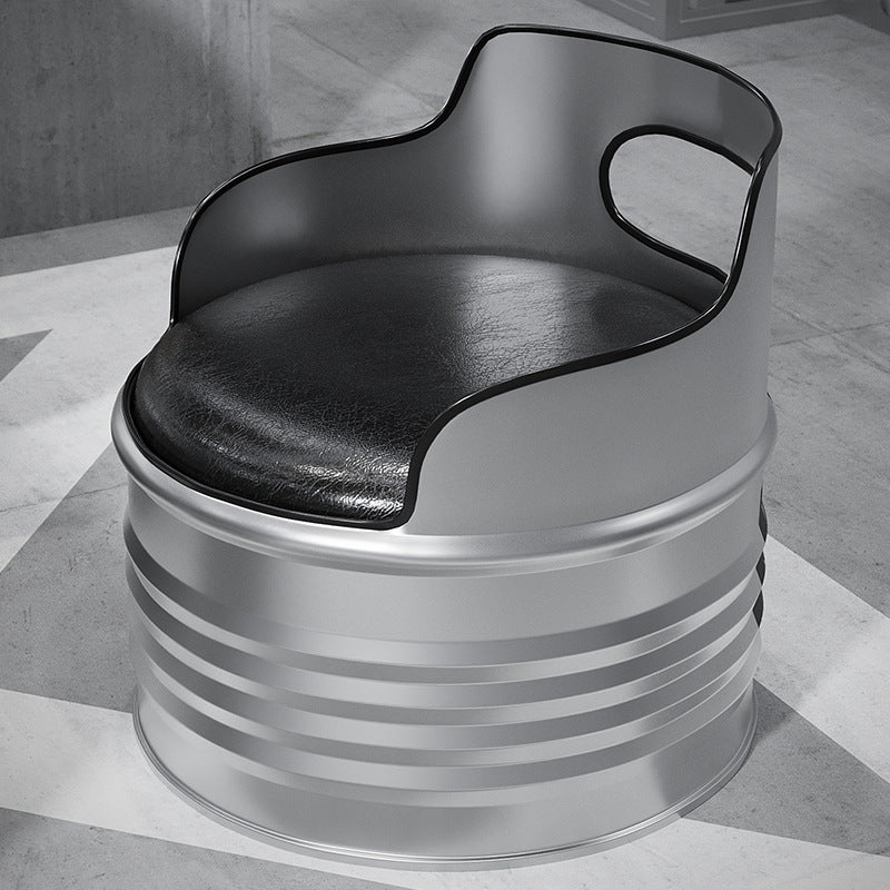 Contemporary Industrial Iron Pine Wood Leather Oil Drum Round Rectangular Coffee Table & Sofa Set For Dining Room