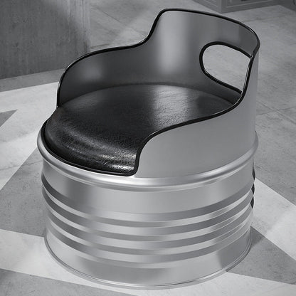 Contemporary Industrial Iron Pine Wood Leather Oil Drum Round Rectangular Coffee Table & Sofa Set For Dining Room