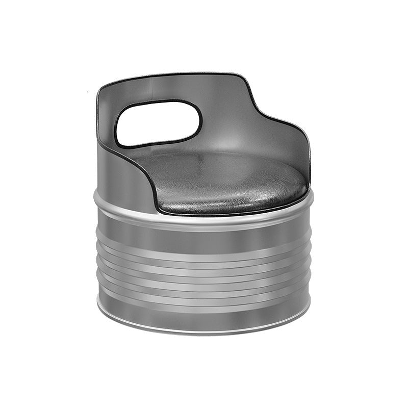 Contemporary Industrial Iron Pine Wood Leather Oil Drum Round Rectangular Coffee Table & Sofa Set For Dining Room