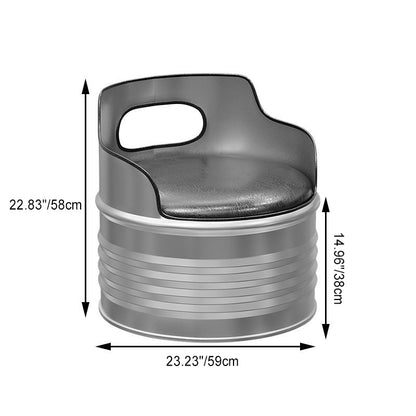 Contemporary Industrial Iron Pine Wood Leather Oil Drum Round Rectangular Coffee Table & Sofa Set For Dining Room