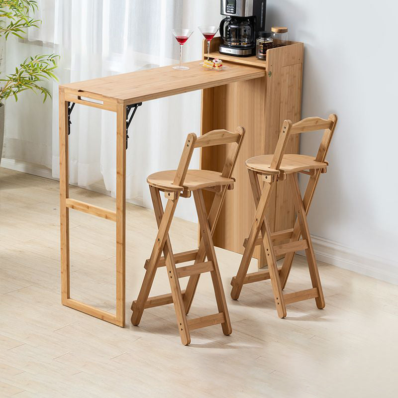 Modern Simplicity Bamboo Hardware Rectangular Foldable Bar Table & Chair Set For Dining Room