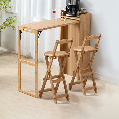 Modern Simplicity Bamboo Hardware Rectangular Foldable Bar Table & Chair Set For Dining Room