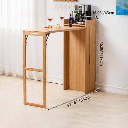 Modern Simplicity Bamboo Hardware Rectangular Foldable Bar Table & Chair Set For Dining Room