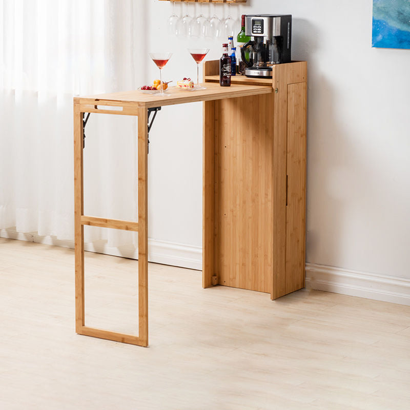 Modern Simplicity Bamboo Hardware Rectangular Foldable Bar Table & Chair Set For Dining Room