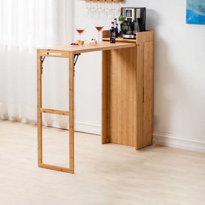 Modern Simplicity Bamboo Hardware Rectangular Foldable Bar Table & Chair Set For Dining Room