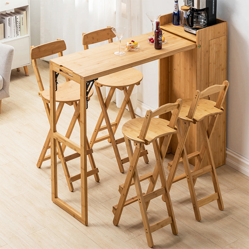 Modern Simplicity Bamboo Hardware Rectangular Foldable Bar Table & Chair Set For Dining Room