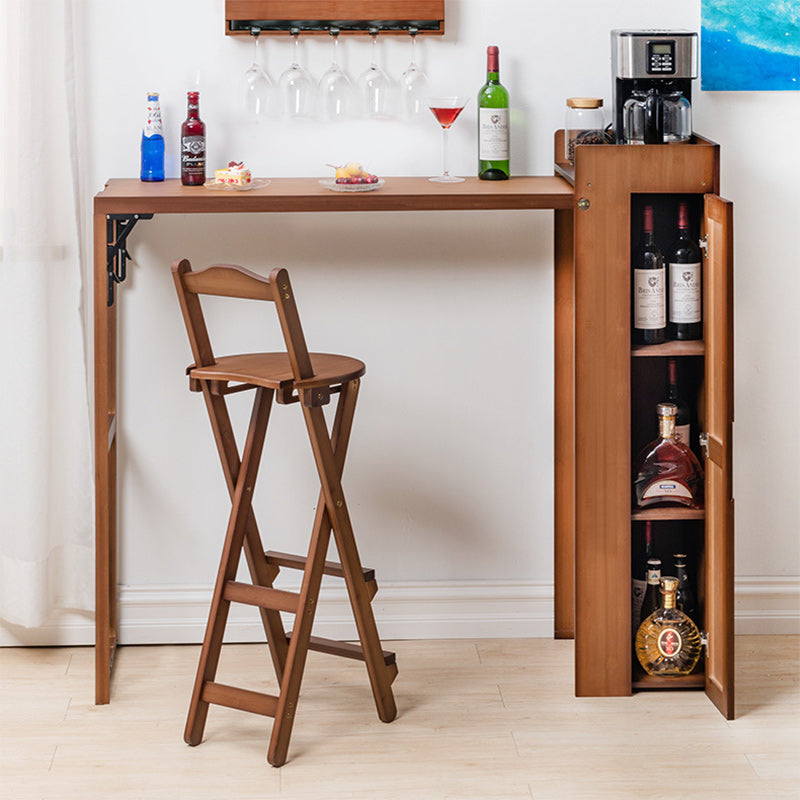 Modern Simplicity Bamboo Hardware Rectangular Foldable Bar Table & Chair Set For Dining Room