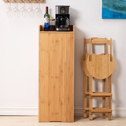 Modern Simplicity Bamboo Hardware Rectangular Foldable Bar Table & Chair Set For Dining Room