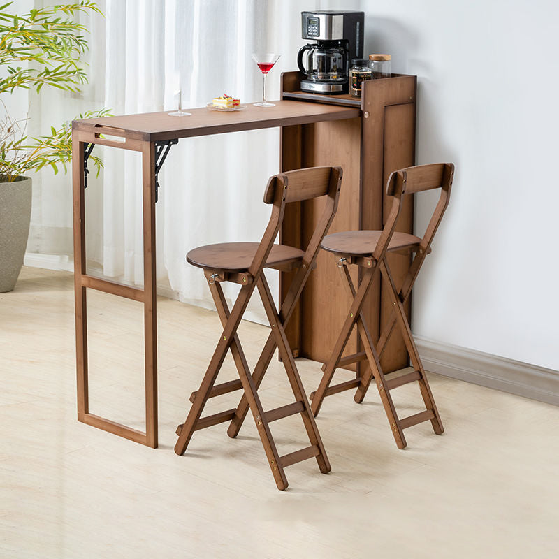 Modern Simplicity Bamboo Hardware Rectangular Foldable Bar Table & Chair Set For Dining Room