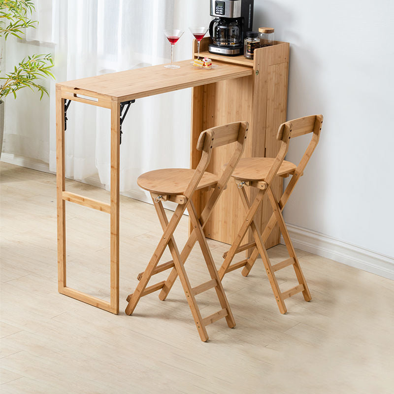 Modern Simplicity Bamboo Hardware Rectangular Foldable Bar Table & Chair Set For Dining Room