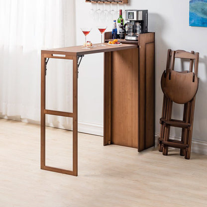 Modern Simplicity Bamboo Hardware Rectangular Foldable Bar Table & Chair Set For Dining Room