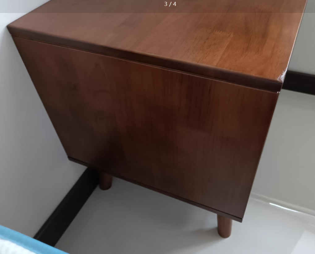 Contemporary Nordic Rectangular Solid Wood Nightstand 1/2 Drawer For Bedroom