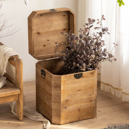 Traditional Retro Rectangular Solid Wood Iron Nightstand 1-Storage For Bedroom