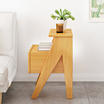 Modern Minimalist Trapezoidal Rectangular Nan Bamboo Plastic Nightstand 1-Drawer For Bedroom