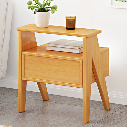 Modern Minimalist Trapezoidal Rectangular Nan Bamboo Plastic Nightstand 1-Drawer For Bedroom