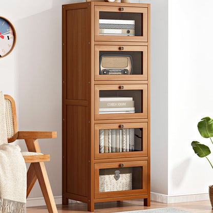 Modern Minimalist Rectangular Nan Bamboo Density Panel Acrylic Nightstand 3/4/5 Drawer For Bedroom