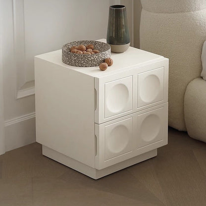 Modern Minimalist Rectangular Concave Round Density Board Hardware Nightstand 2-Drawer For Bedroom