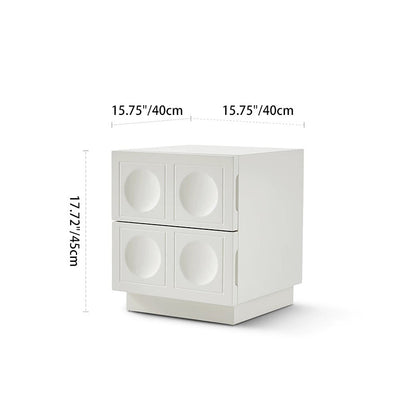 Modern Minimalist Rectangular Concave Round Density Board Hardware Nightstand 2-Drawer For Bedroom