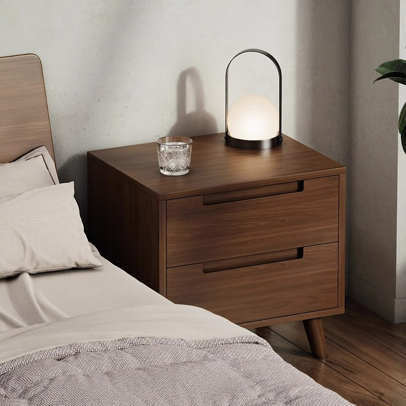 Modern Minimalist Rectangular Rubberwood Nightstand 1/2 Drawer For Bedroom
