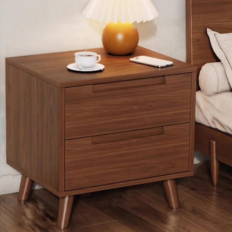 Modern Minimalist Rectangular Rubberwood Nightstand 1/2 Drawer For Bedroom