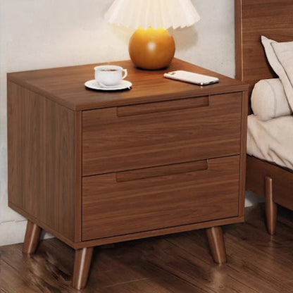 Modern Minimalist Rectangular Rubberwood Nightstand 1/2 Drawer For Bedroom