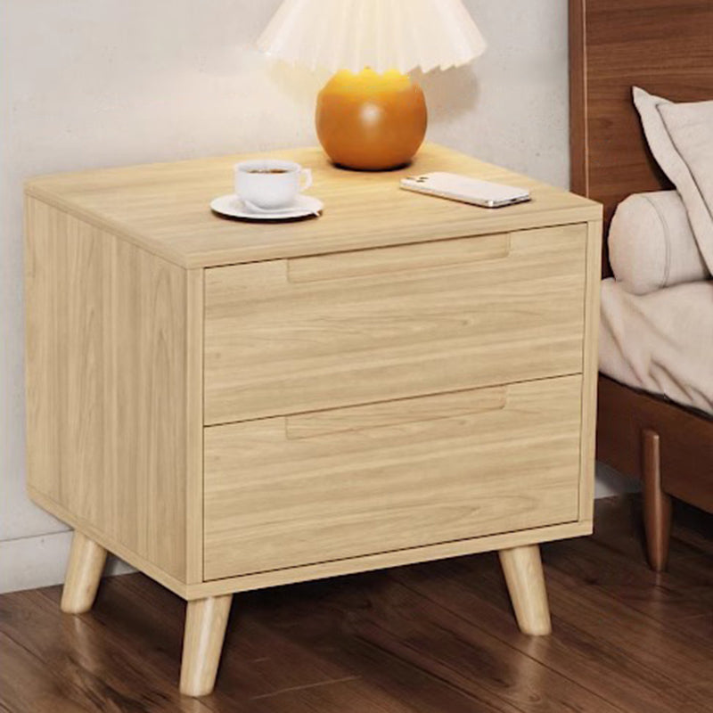 Modern Minimalist Rectangular Rubberwood Nightstand 1/2 Drawer For Bedroom