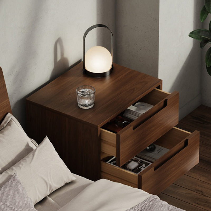 Modern Minimalist Rectangular Rubberwood Nightstand 1/2 Drawer For Bedroom