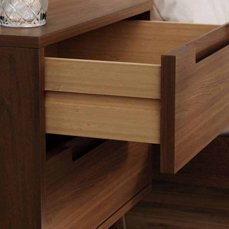 Modern Minimalist Rectangular Rubberwood Nightstand 1/2 Drawer For Bedroom