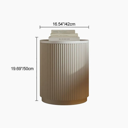 Modern Minimalist Cylinder Stripe Solid Wood Panel Medium Fiberboard Nightstand 1-Cabinet For Bedroom